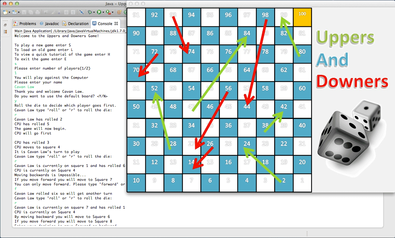 Java uppers and downers game